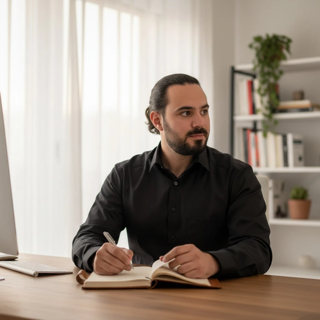 Talha Pekinalp am Schreibtisch — persönliche Beratung